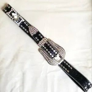 WESTERN C&R Black studded statement Belt Genuine leather ML RRL Double RL Distressed Studded Leather Western Belt SIZE  main image 3